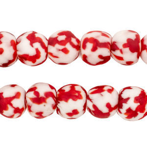 Crimson Red Fused Recycled Glass Beads (14mm)