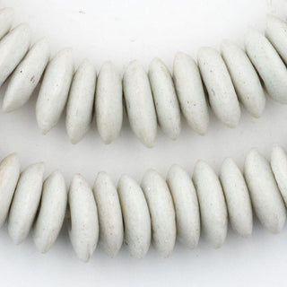 White Ashanti Glass Saucer Beads