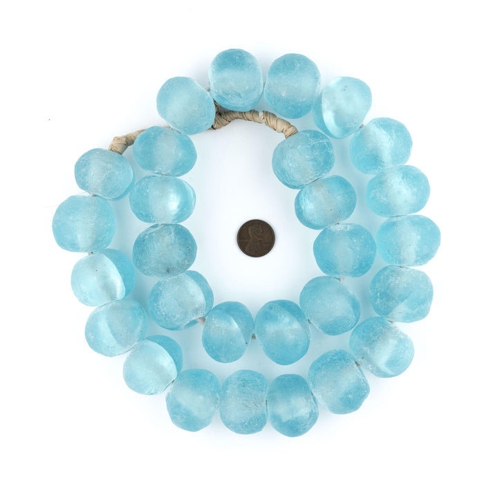 Super Jumbo Clear Marine Recycled Glass Beads (32mm) - The Bead Chest