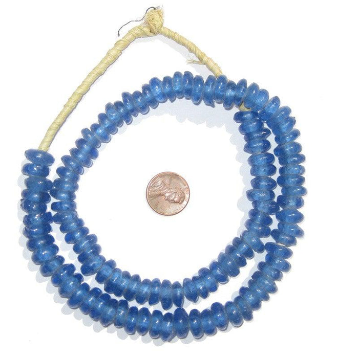 Blue Rondelle Recycled Glass Beads - The Bead Chest