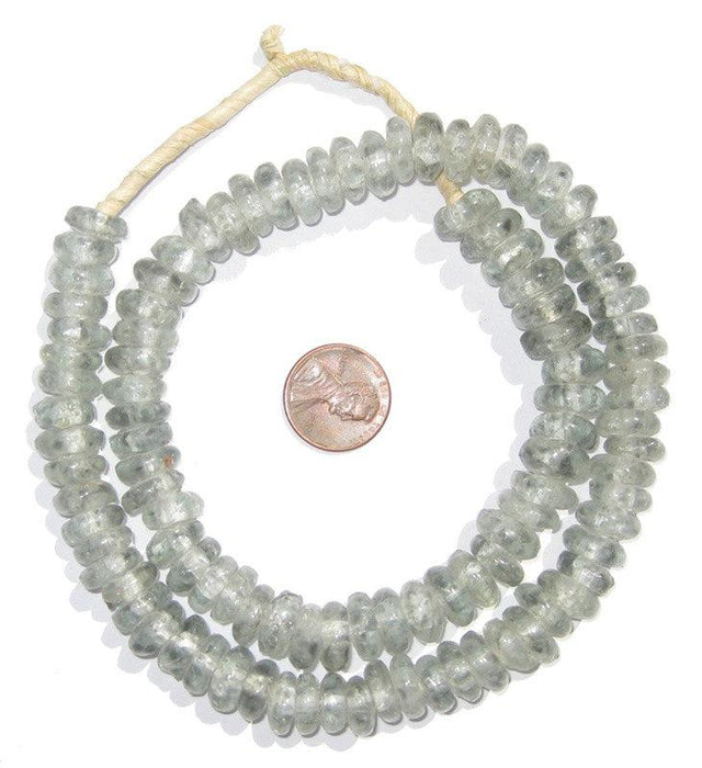 Grey Mist Rondelle Recycled Glass Beads - The Bead Chest
