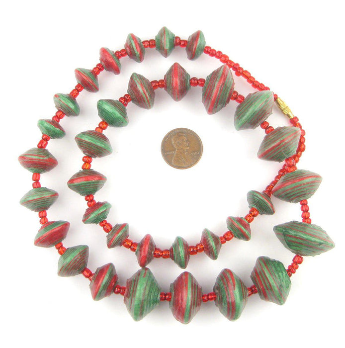Christmas Medley Recycled Paper Beads from Uganda (Large) - The Bead Chest
