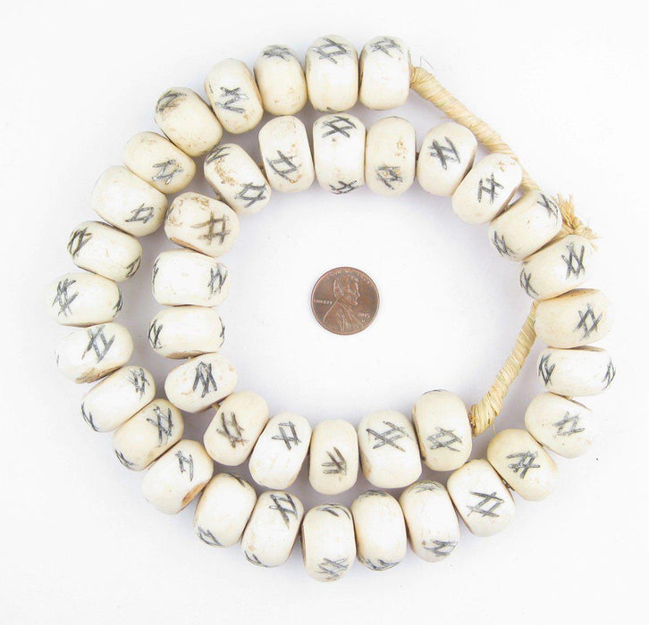 Tic-Tac-Toe Carved Bone Beads (Large) - The Bead Chest