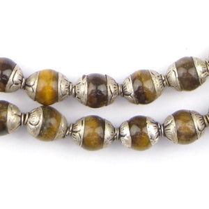 Tiger Eye Nepali Silver Capped Beads