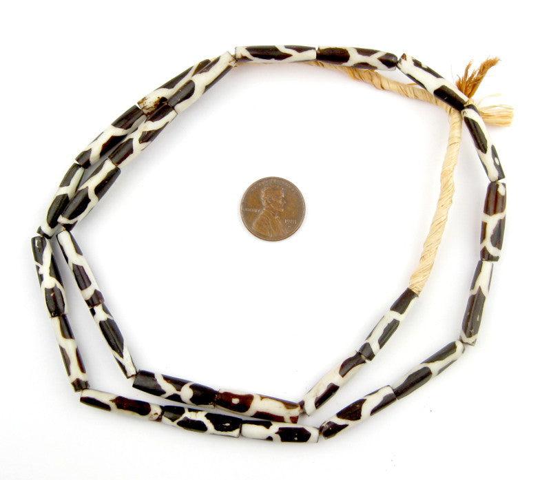 Giraffe Design Batik Bone Beads (Elongated) - The Bead Chest