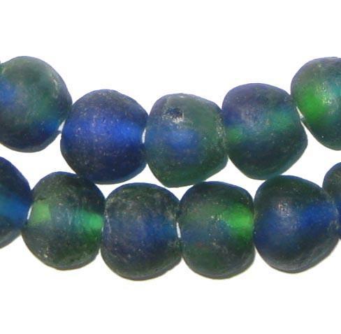 Blue Green Recycled Glass Beads (14mm) - The Bead Chest