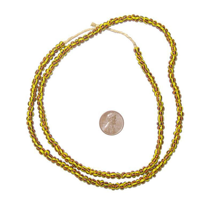 Orange & Yellow Ghana Chevron Beads - The Bead Chest
