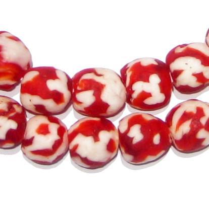 Crimson Red Fused Recycled Glass Beads (14mm) - The Bead Chest
