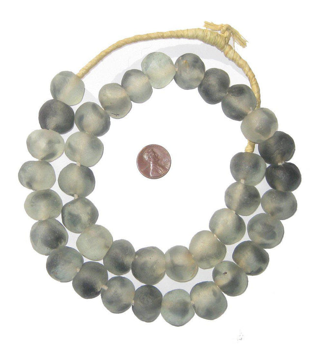 Grey Mist Recycled Glass Beads (18mm) - The Bead Chest