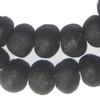 Opaque Black Recycled Glass Beads (18mm) - The Bead Chest