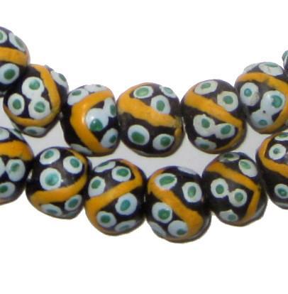 Eye Stripe Brown Krobo Powder Glass Beads - The Bead Chest