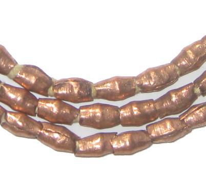 Folded Copper Plate Ethiopian Metal Beads (8x5mm) - The Bead Chest