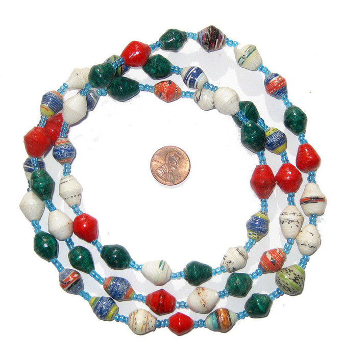 Christmas-Style Mixed Recycled Paper Beads from Uganda - The Bead Chest