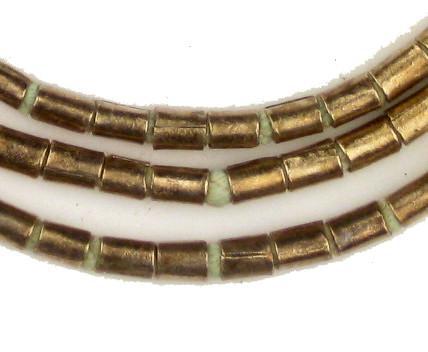 Vintage Ethiopian Brass Tube Beads (6x3mm) - The Bead Chest