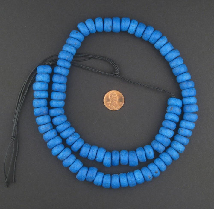 Deep Blue Moroccan Pottery Beads (Rondelle - 14mm) - The Bead Chest