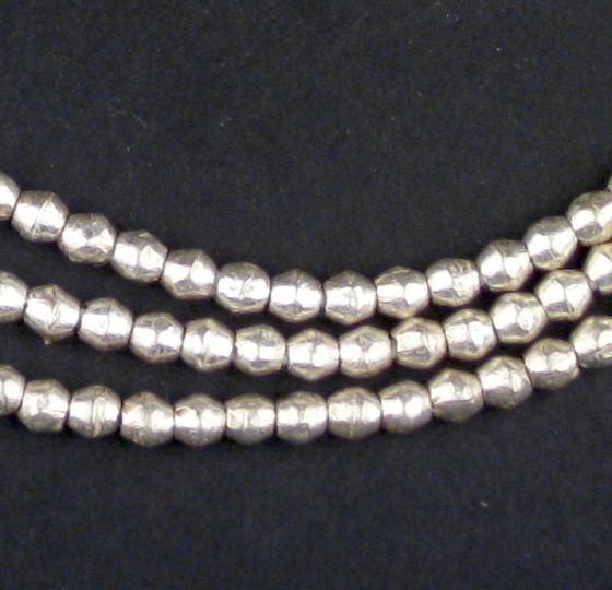 Ethiopian White Metal Mini-Bicone Beads (5x5mm) - The Bead Chest