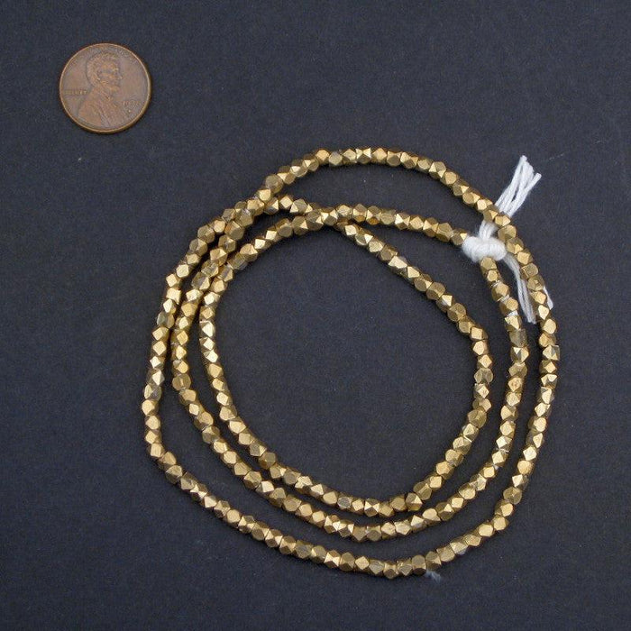 Diamond Cut Faceted Brass Beads (3mm) - The Bead Chest