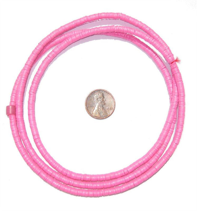 Hot Pink Vinyl Phono Record Beads (4mm) - The Bead Chest