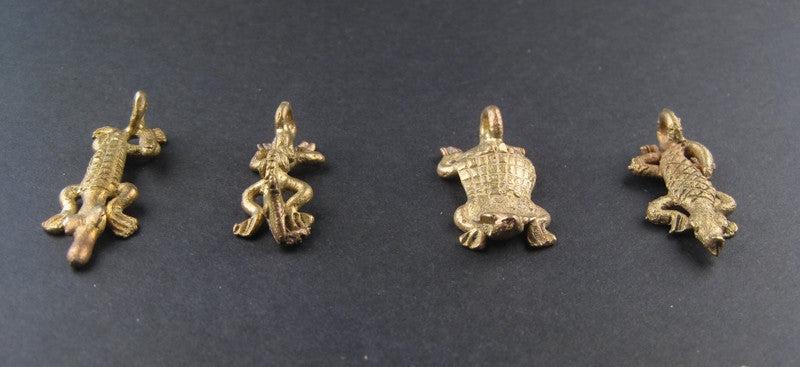 Reptilian Pack of Ghana Brass Pendants (4 pieces) - The Bead Chest