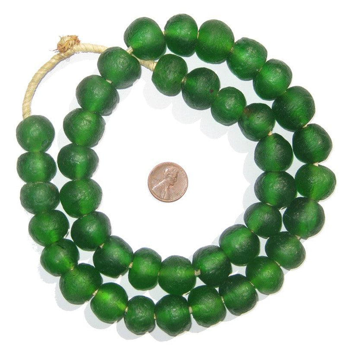 Green Recycled Glass Beads (18mm) - The Bead Chest