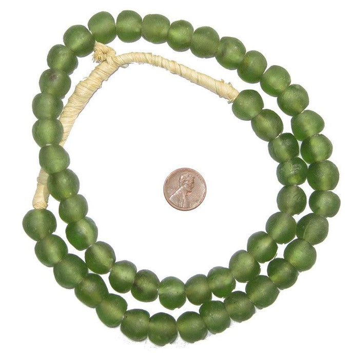 Asparagus Green Recycled Glass Beads (14mm) - The Bead Chest