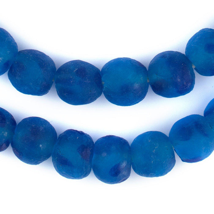 Aqua Swirl Recycled Glass Beads (14mm) - The Bead Chest