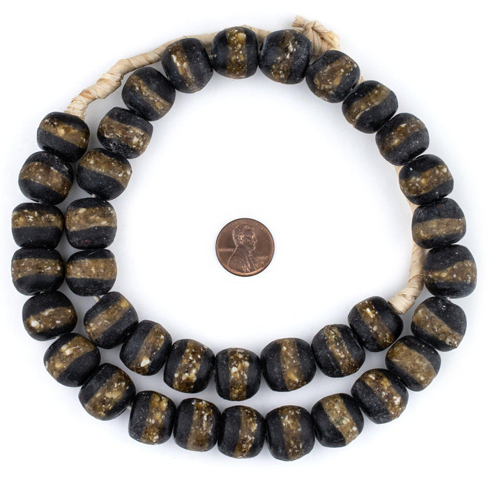 Black Kente Krobo Beads (18mm) - The Bead Chest