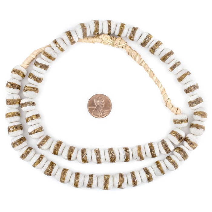 White Kente Krobo Beads (11mm) - The Bead Chest