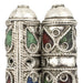 Elongated Artisanal Enameled Silver Berber Beads (Set of 2) - The Bead Chest