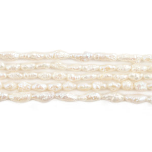 Textured White Vintage Japanese Rice Pearl Beads (3-4mm)