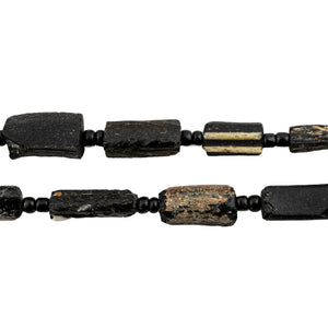 Jet Black Roman Glass Bangle Beads