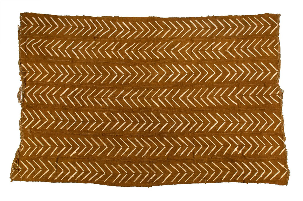 Caramel Brown Bogolan Mali Mud Cloth (Minimalist Design) - The Bead Chest