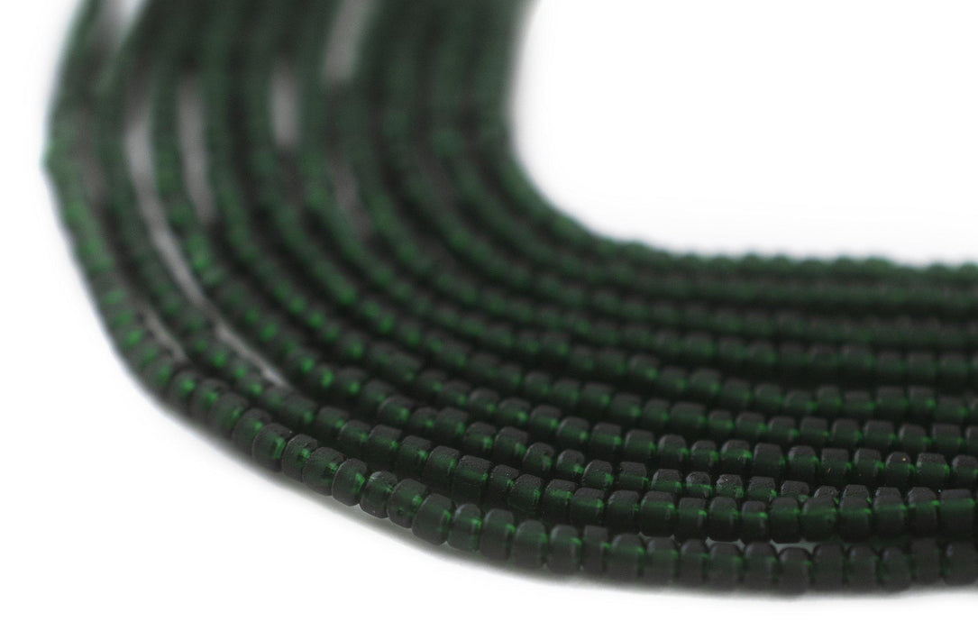 Translucent Dark Green Afghani Tribal Seed Beads (10 Strands) - The Bead Chest