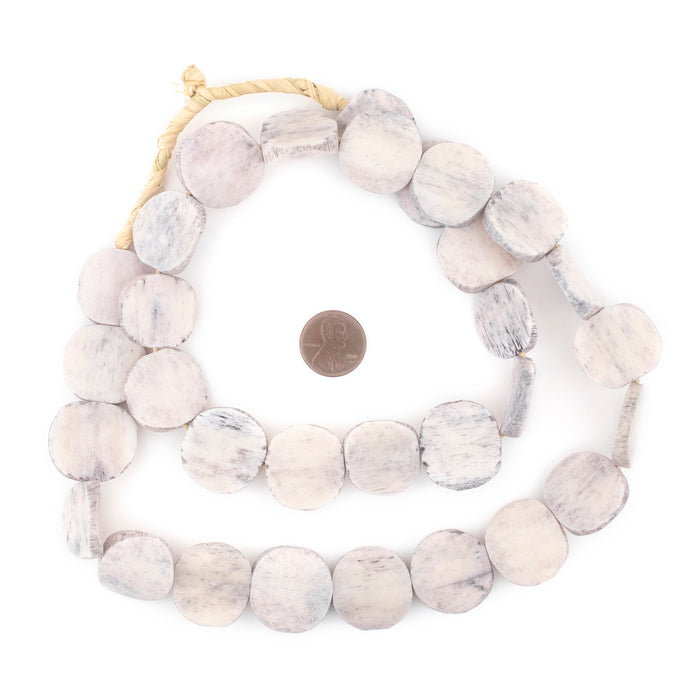 Washed Grey Bone Beads (Circular) - The Bead Chest