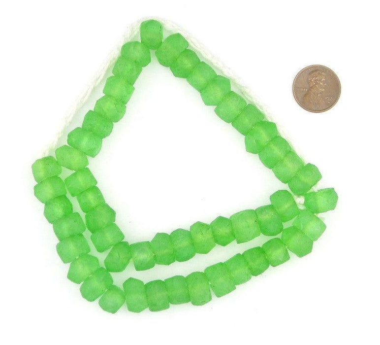 Verdant Green Faceted Recycled Java Sea Glass Beads - The Bead Chest