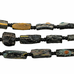 Faded Black Roman Glass Bangle Beads (Large)