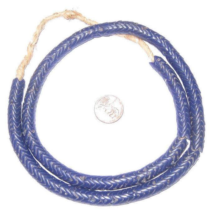 Glass Snake Beads, Navy Blue Color (9mm) - The Bead Chest