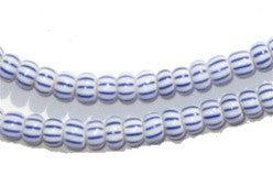 Tiny White & Blue Chevron Beads - The Bead Chest