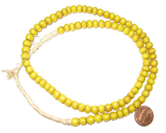 Yellow White Heart Beads (6mm) - The Bead Chest