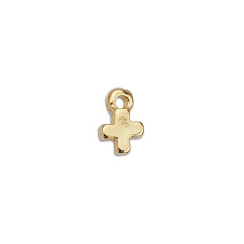 24K gold plated miniature cross pendant with a small hanging loop at the top, shown on a white background