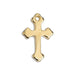 24K gold plated small cross pendant with flared ends and a hanging hole at the top, front view
