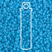 Opaque turquoise blue Miyuki seed beads #413, 11/0, close-up with a white tube outline marking the 23g tube