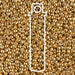 Duracoat galvanized gold Miyuki seed beads, 11/0 glass, shown up close with a white tube outline overlay