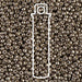 Duracoat galvanized pewter Miyuki seed beads, close-up of metallic finish with a tube outline overlay