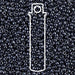 Gunmetal Miyuki seed beads, close-up of glossy dark grey 11/0 beads with a white tube outline overlay
