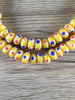 Hidden Gems: Red & Blue Dotted Yellow Java Glass Beads