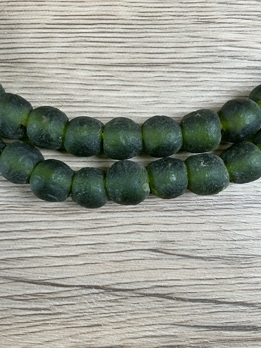 Hidden Gems: Dark Green Recycled Glass Beads (14mm)