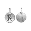 Antiqued Silver Alphabet Charm Letter K (17x12mm)