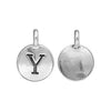 Antiqued Silver Alphabet Charm Letter Y (17x12mm)