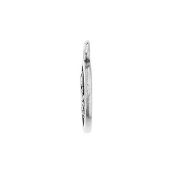Side view of silver Cancer zodiac charm showing its thin profile and top hanging loop